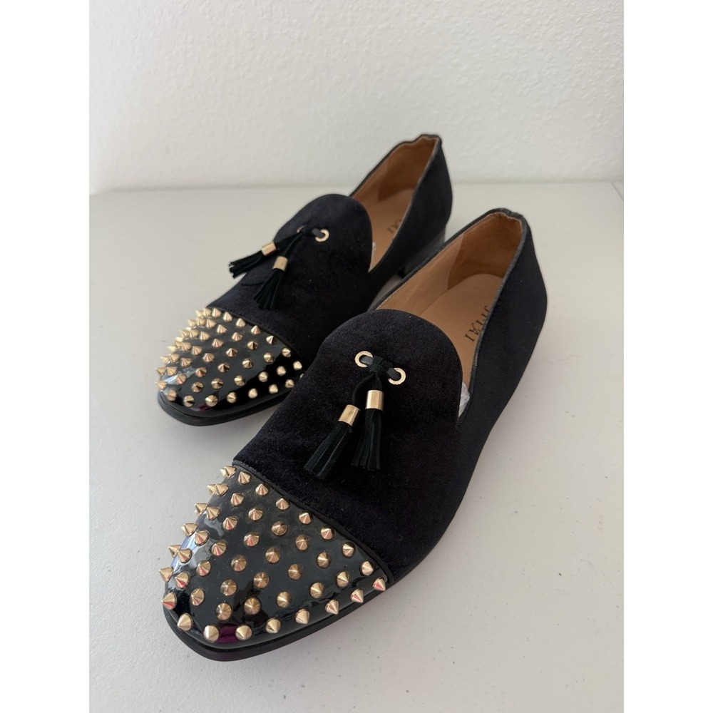 Jitai Mens Black Velvety Spiked Toe Dress Shoes - Size 13 - Picture 5 of 9